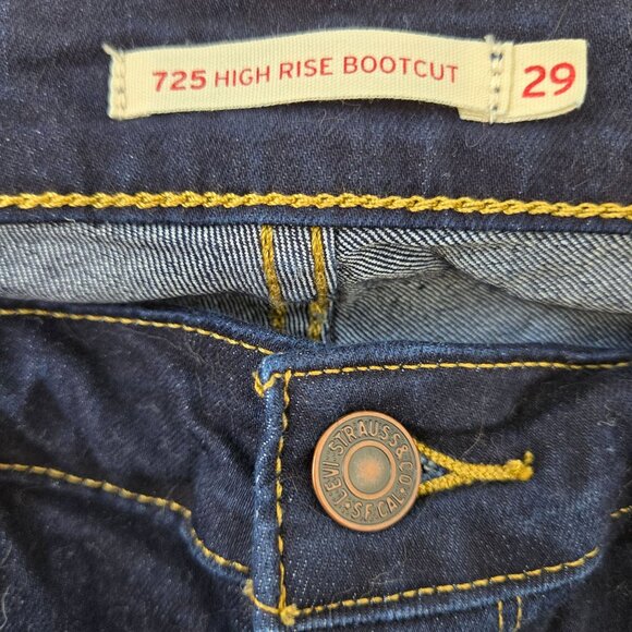 Levi's 725 High Rise Bootcut Dark Wash Jeans Size 29 - Picture 3 of 6
